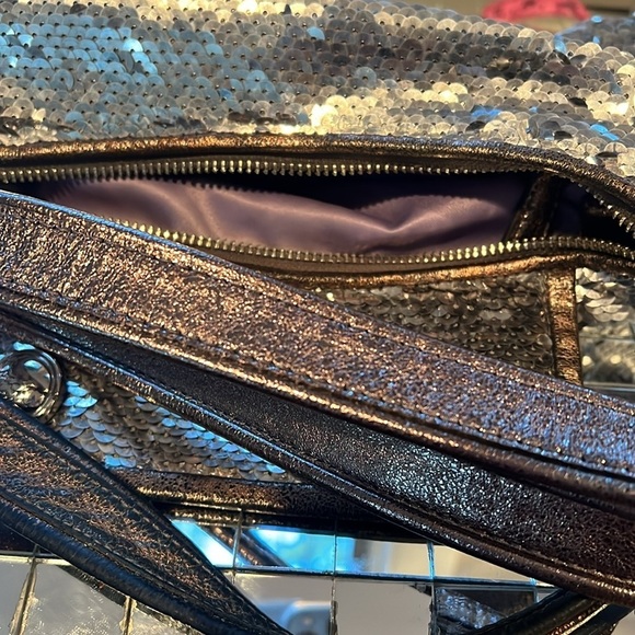 Coach Poppy H-1069 15381 Silver Gray Sequin Shoulder Crossbody Bag - Picture 16 of 16